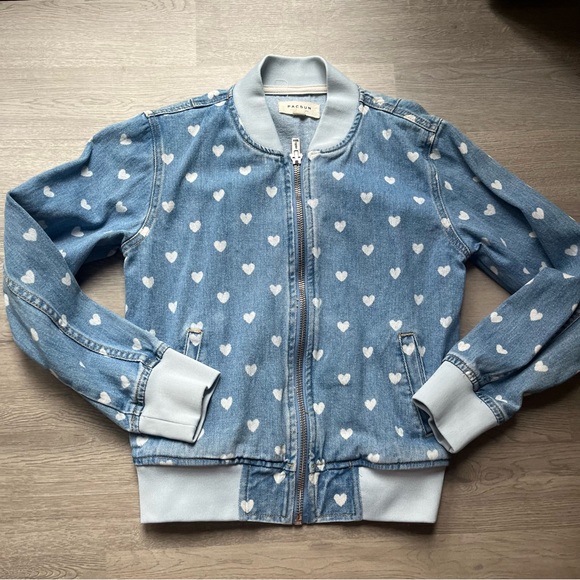 PacSun Vintage Heart Denim Bomber jacket (s) - Picture 1 of 7